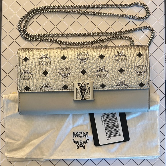 MCM Handbags - MCM Authentic grey/silver wallet with authentic chain.PLEASE READ DESCRIPTION‼️